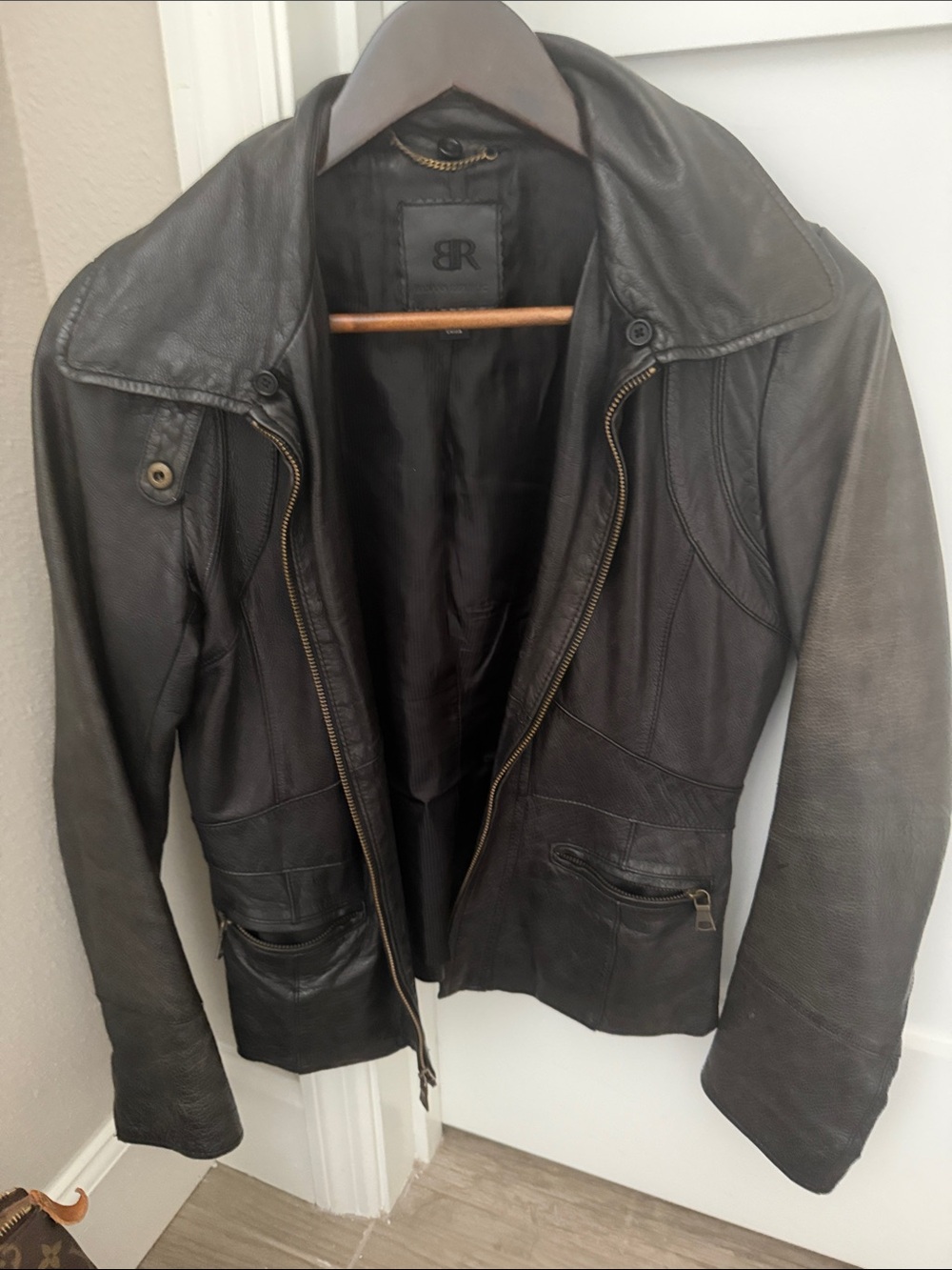 Banana Republic Black Leather Zip Front Moto Jacket